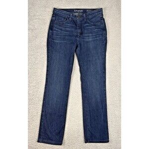 Spanx Jeans Womens 26 Blue Wash Slim X Straight Stretch Mid Rise Shapewear Ankle